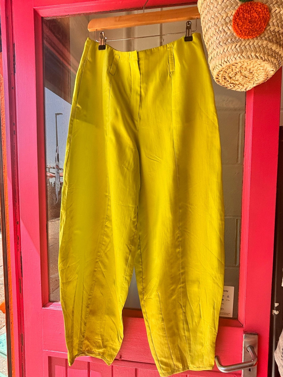 Emporio Armani Lime Green Cocoon Silk Trousers