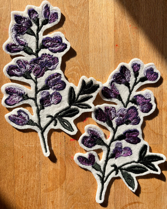 Hand-Guided Baptisia Australis Floral Embroidery Patch - I'd Wear That