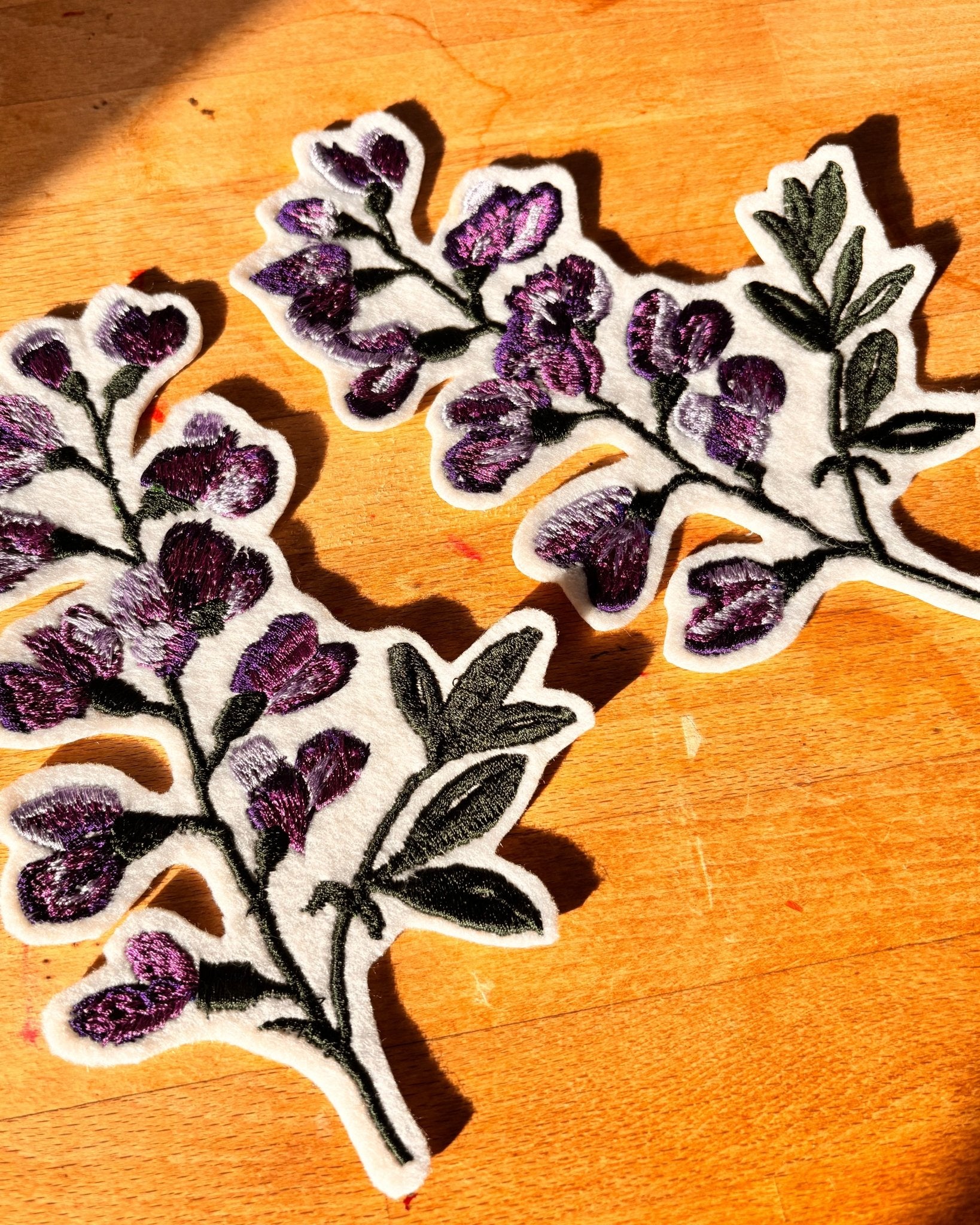 Hand-Guided Baptisia Australis Floral Embroidery Patch - I'd Wear That