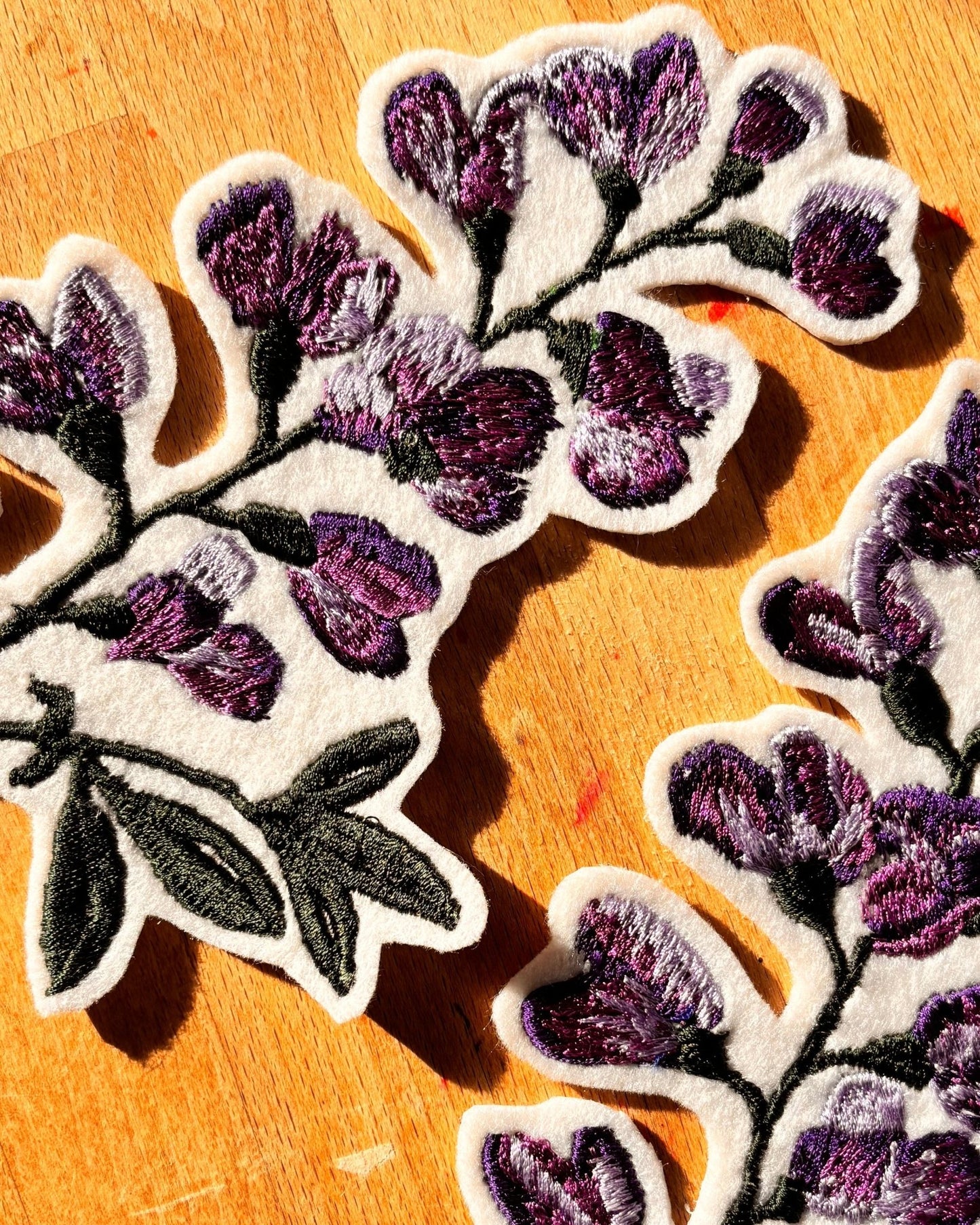Hand-Guided Baptisia Australis Floral Embroidery Patch - I'd Wear That