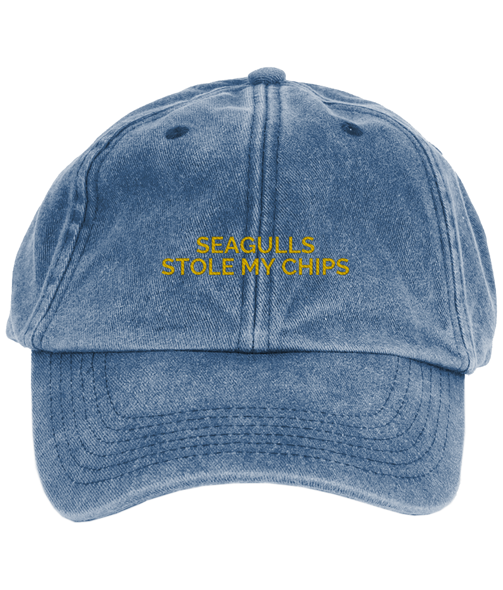 Seagulls Stole My Chips Embroidered Denim Cap