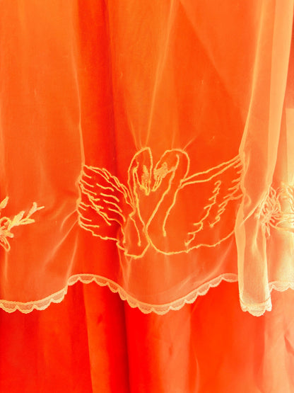 One-of-a-kind Vintage Sheer Bed Jacket with Embroidered Swans - I'd Wear That
