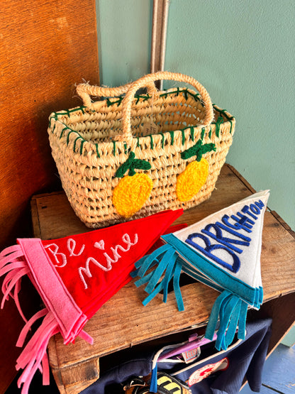 Embroidered Valentine’s Pennant Flag – Handmade Felt Banner