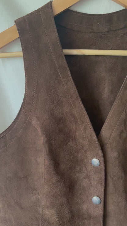 Vintage 1970s Brown Suede Waistcoat