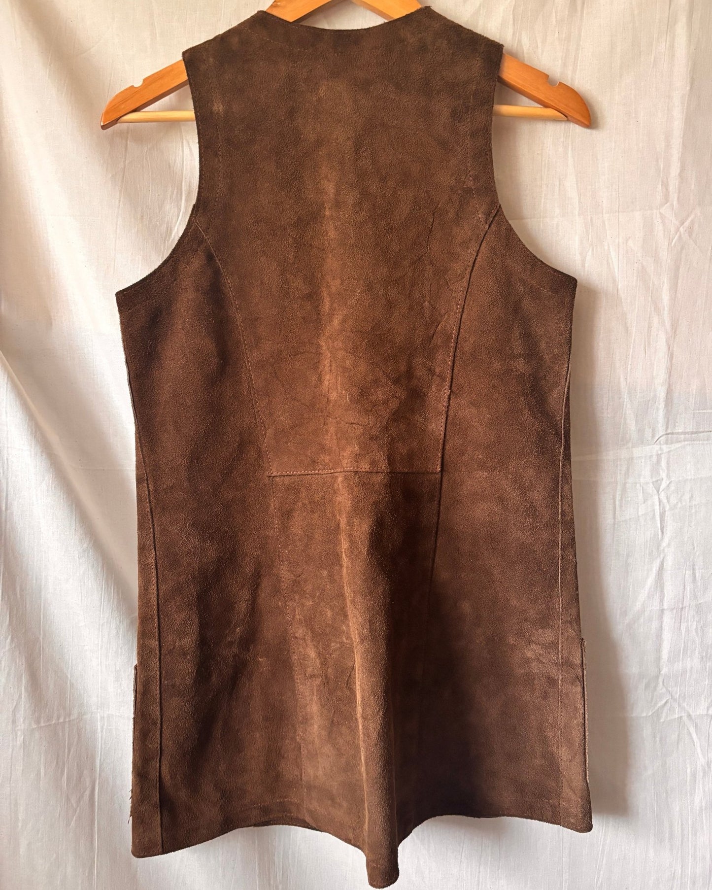 Vintage 1970s Brown Suede Waistcoat | Longline Suede Vest - I'd Wear That