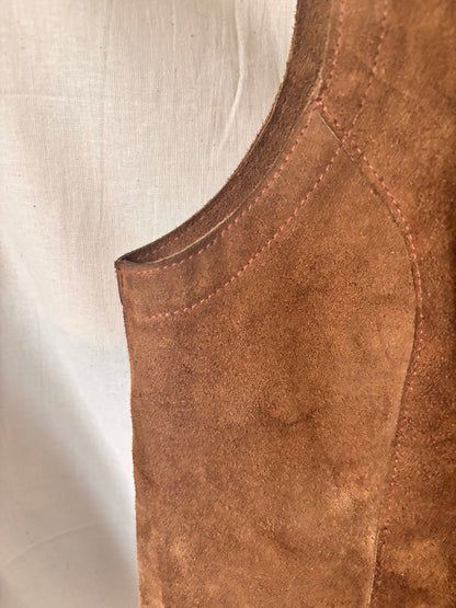 Vintage 1970s Brown Suede Waistcoat | Longline Suede Vest - I'd Wear That