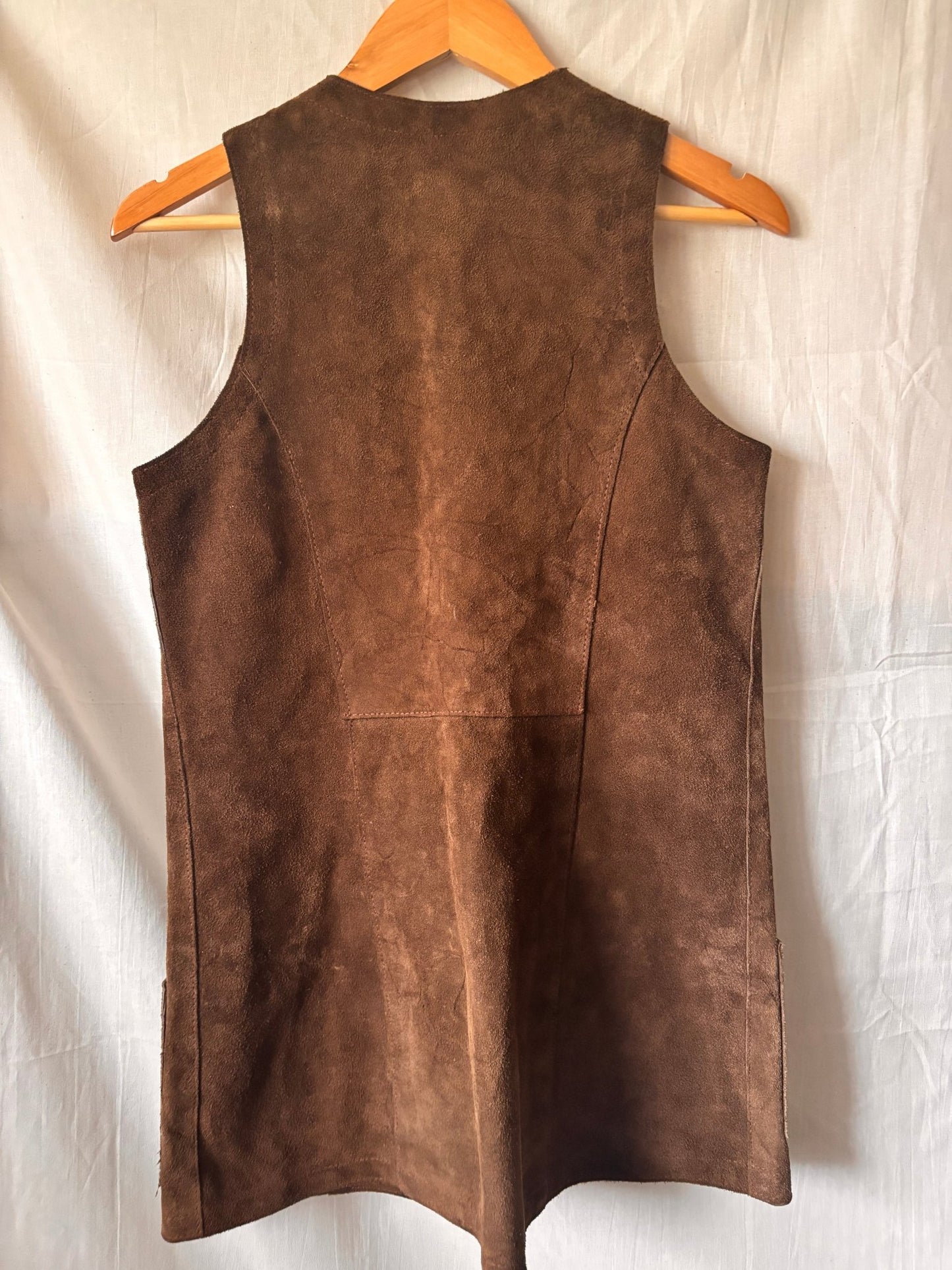 Vintage 1970s Brown Suede Waistcoat | Longline Suede Vest - I'd Wear That