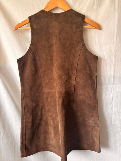 Vintage 1970s Brown Suede Waistcoat | Longline Suede Vest - I'd Wear That