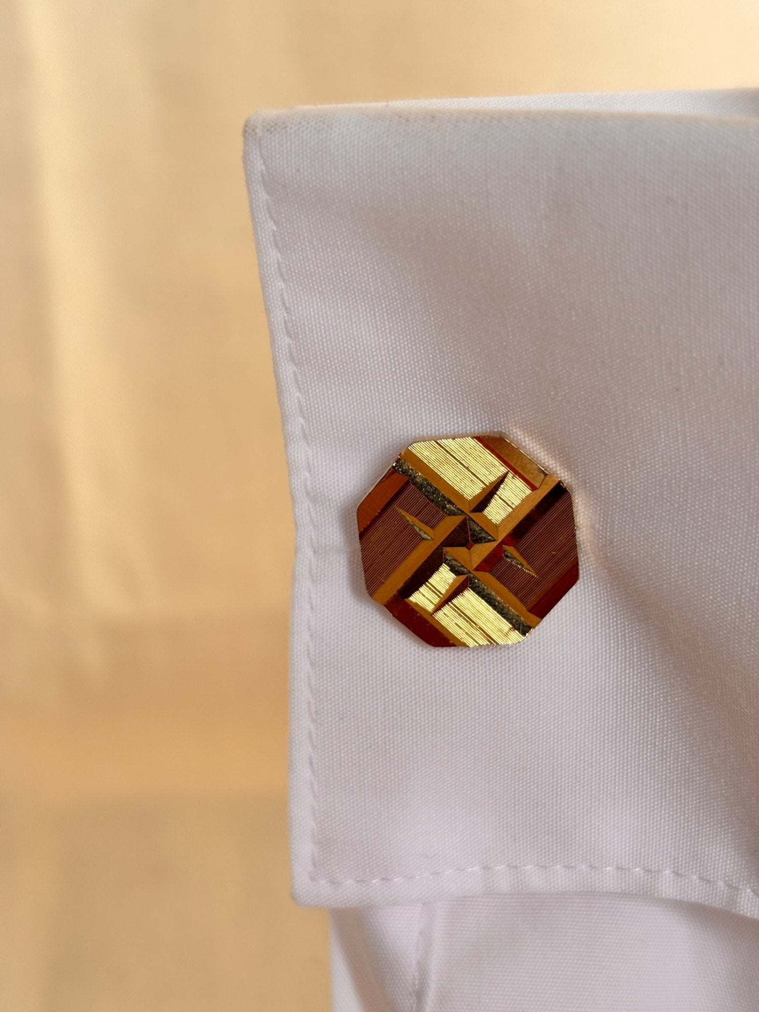Vintage 1970s Geometric Cufflinks – Gold Tone - I'd Wear That