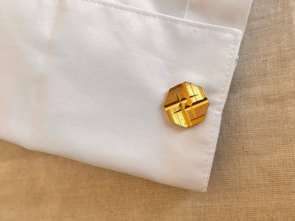 Vintage 1970s Geometric Cufflinks – Gold Tone - I'd Wear That