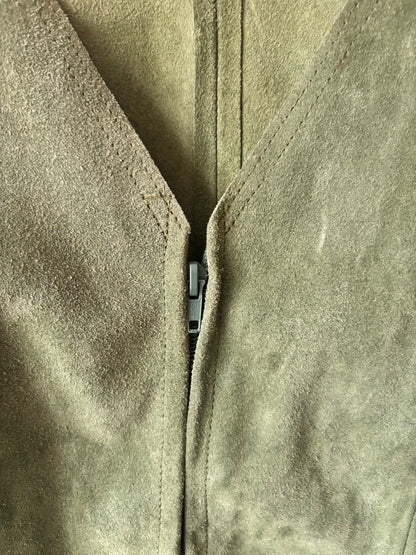 Vintage 1970s Moss Green Suede Waistcoat | Genuine Suede - I'd Wear That