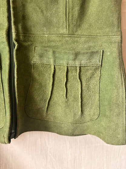 Vintage 1970s Moss Green Suede Waistcoat | Genuine Suede - I'd Wear That