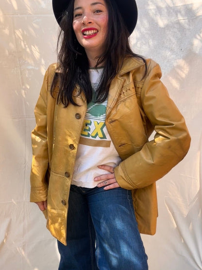 Vintage 1970s Pioneer Wear Tan Leather Jacket - I'd Wear That