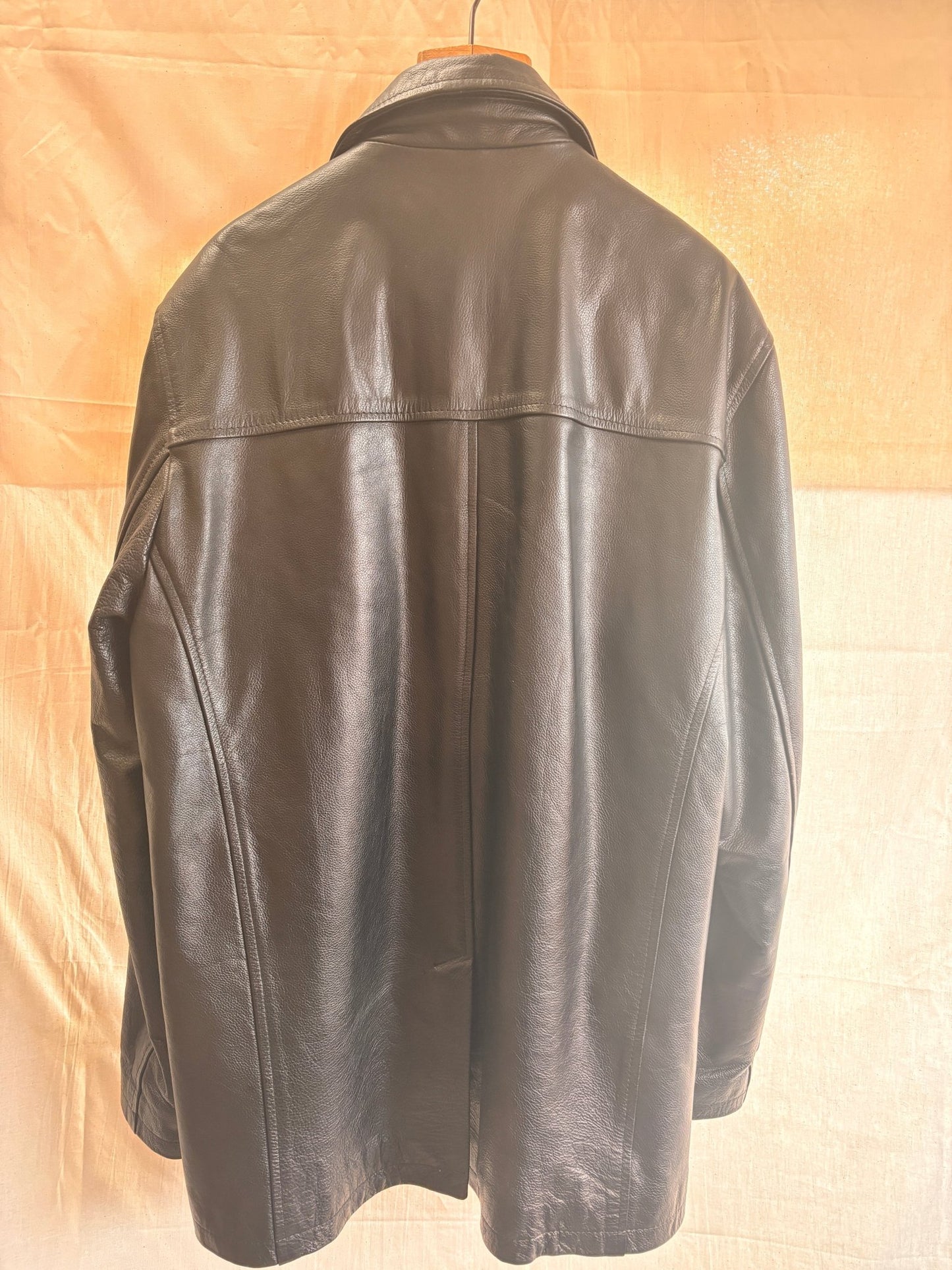 Vintage Black Leather Coat by Matinee – Minimal 90s Leather Jacket - I'd Wear That