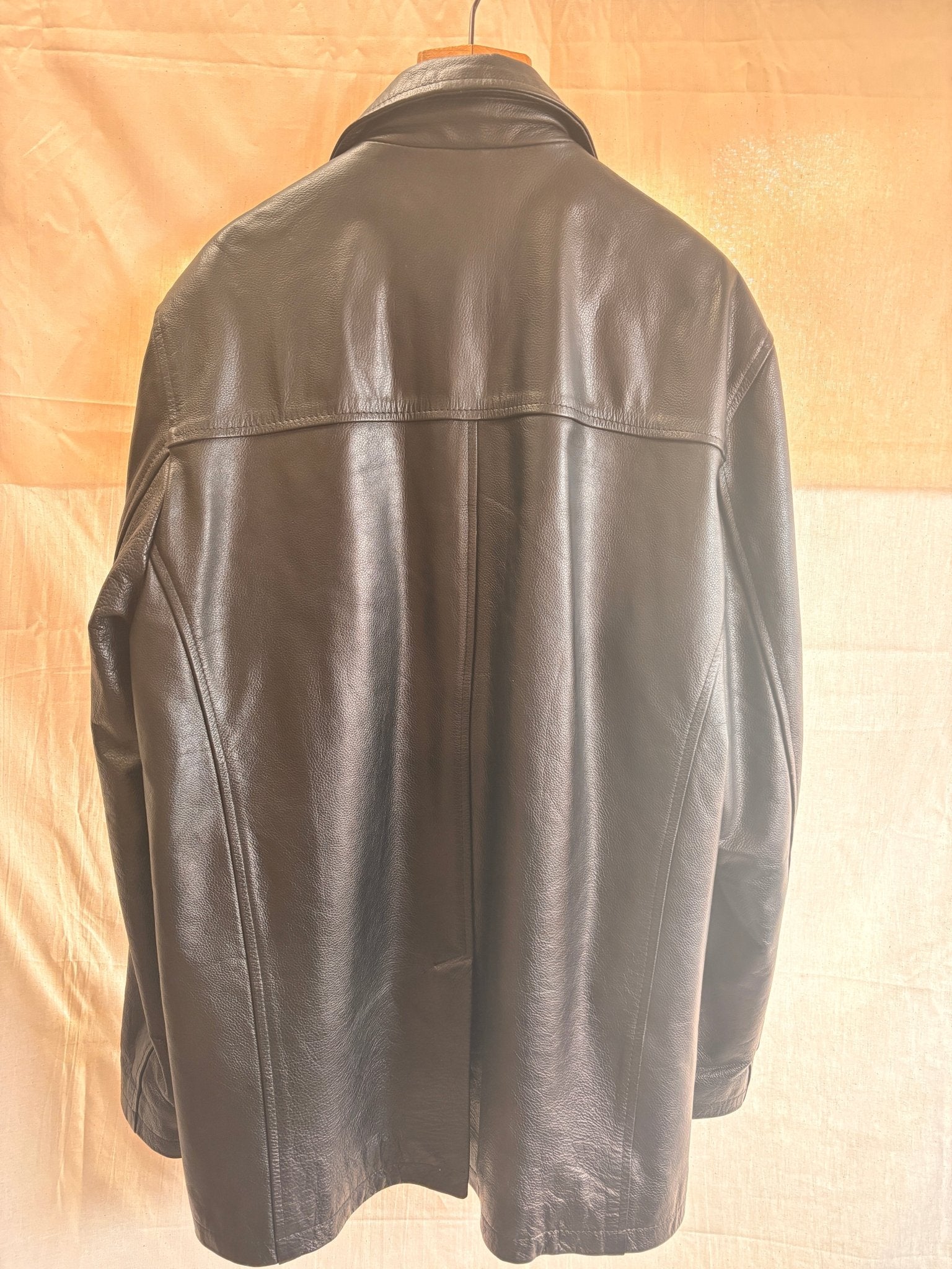 Vintage Black Leather Coat by Matinee – Minimal 90s Leather Jacket - I'd Wear That