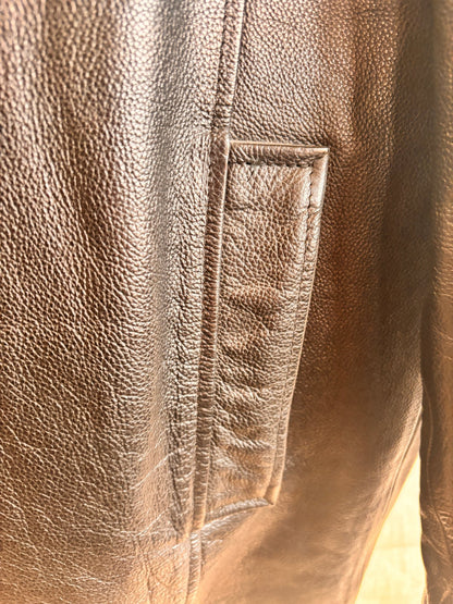 Vintage Black Leather Coat by Matinee – Minimal 90s Leather Jacket - I'd Wear That