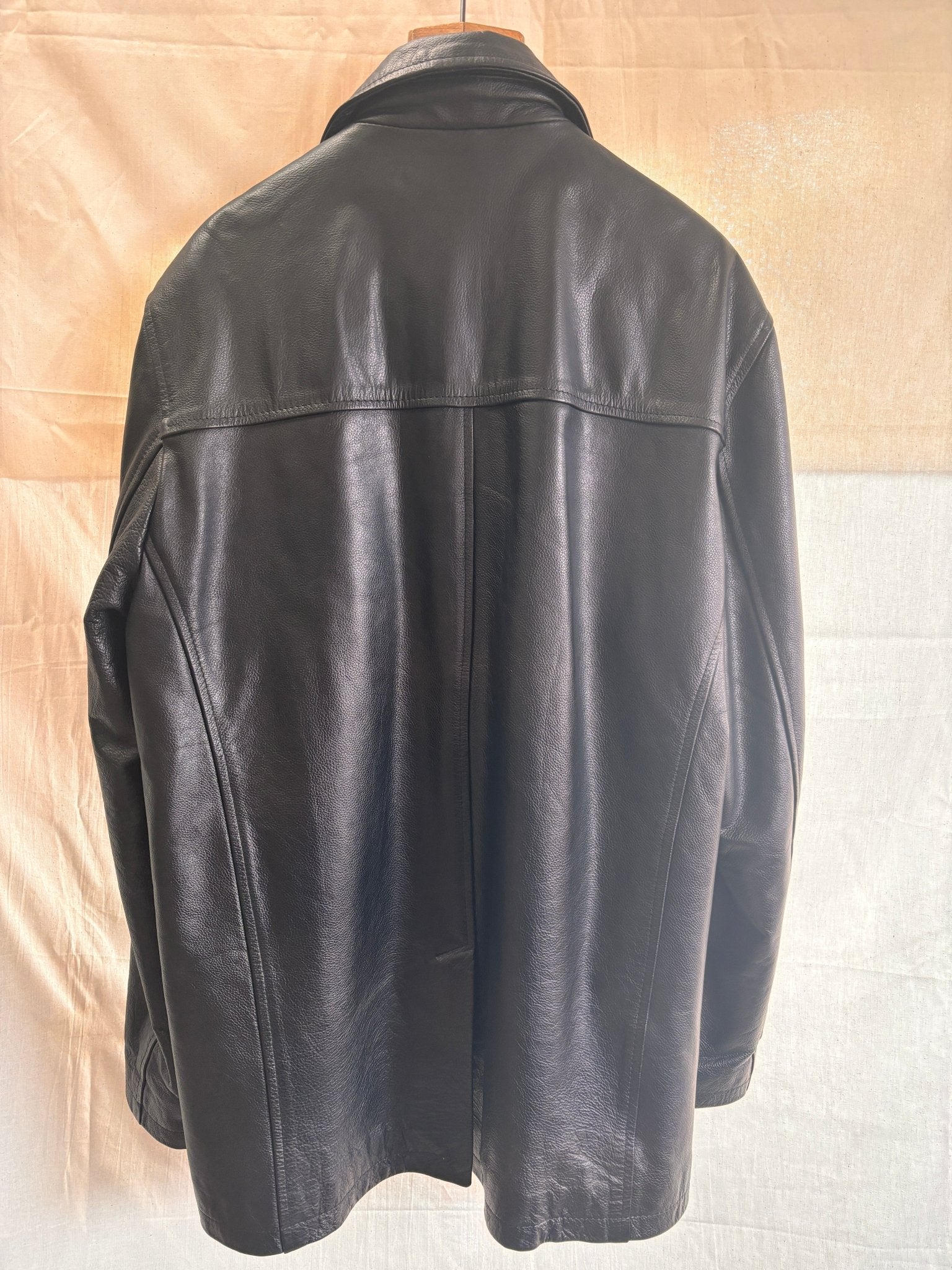 Vintage Black Leather Coat by Matinee – Minimal 90s Leather Jacket - I'd Wear That