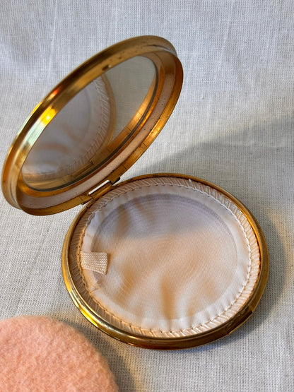 Vintage Crane Compact Mirror With Original Puff - I'd Wear That