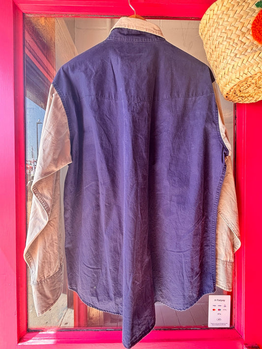 Vintage Express Rider Western Denim Shirt | Colour Block Snap Fastening - I'd Wear That