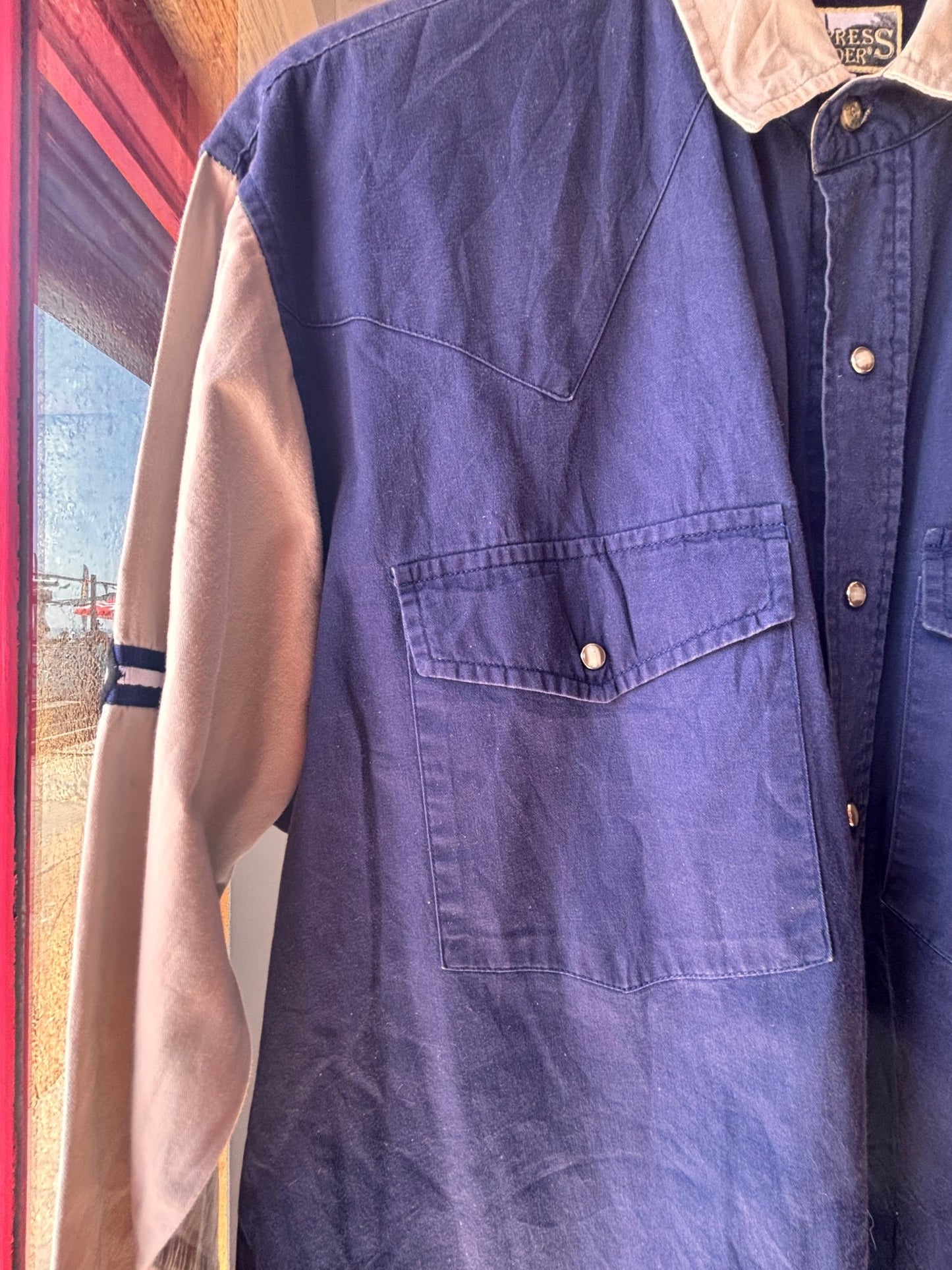 Vintage Express Rider Western Denim Shirt | Colour Block Snap Fastening - I'd Wear That