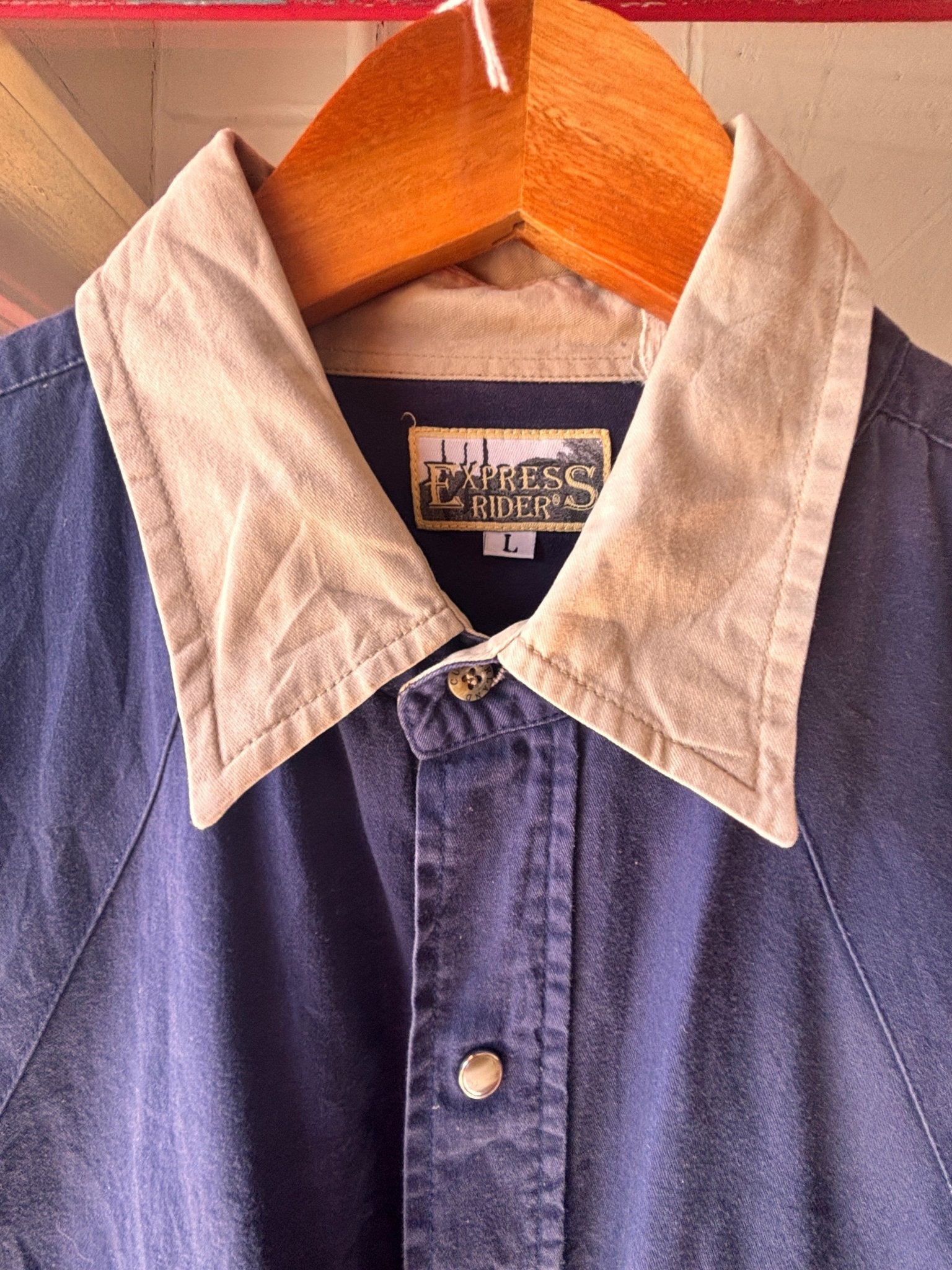 Vintage Express Rider Western Denim Shirt | Colour Block Snap Fastening - I'd Wear That