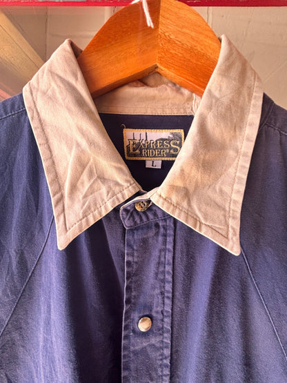 Vintage Express Rider Western Denim Shirt | Colour Block Snap Fastening - I'd Wear That