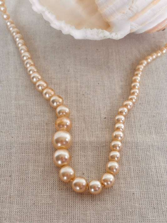 Vintage Graduated Faux Pearl Necklace with Decorative Clasp – 43.5cm - I'd Wear That