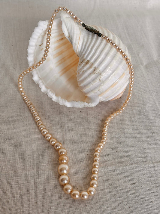 Vintage Graduated Faux Pearl Necklace with Decorative Clasp – 43.5cm - I'd Wear That