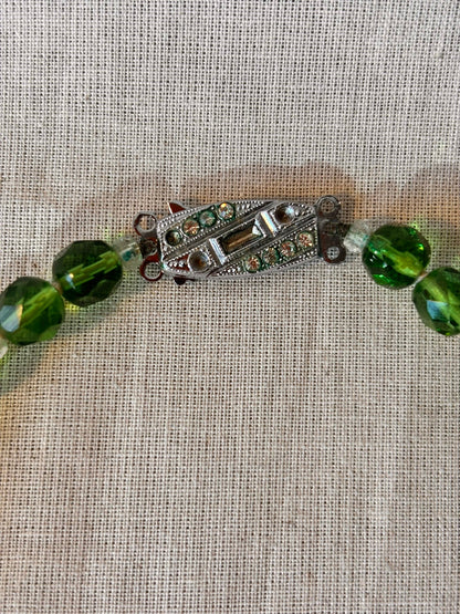Vintage Green Glass Faceted Beaded Necklace - I'd Wear That