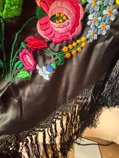 Vintage Hungarian Embroidered Shawl - I'd Wear That
