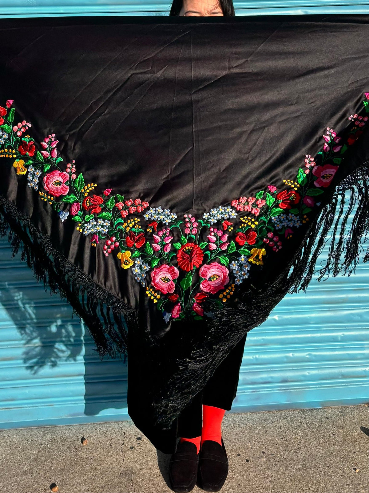 Vintage Hungarian Embroidered Shawl - I'd Wear That