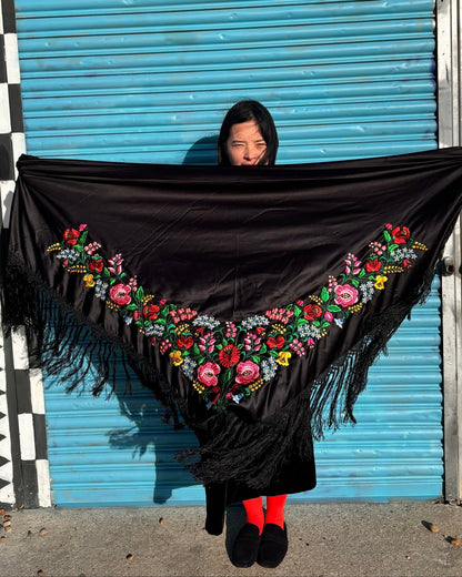 Vintage Hungarian Embroidered Shawl - I'd Wear That