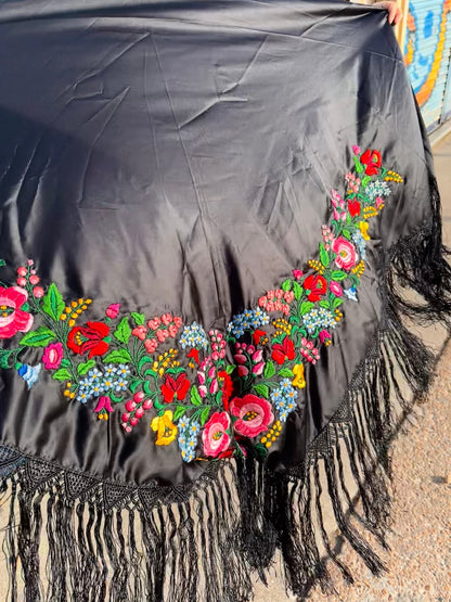 Vintage Hungarian Embroidered Shawl - I'd Wear That