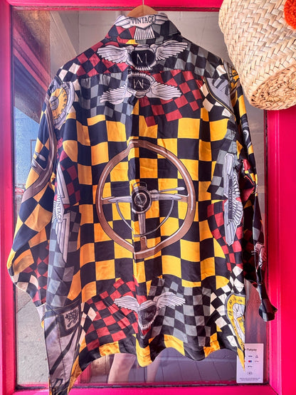 Vintage Mulberry Silk Motorsport Print Shirt - I'd Wear That
