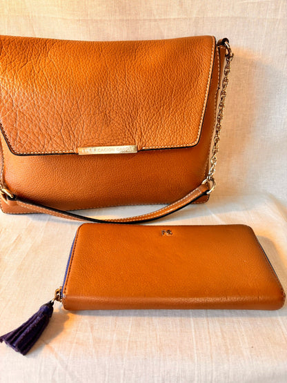 Vintage Purificación García Leather Shoulder Bag & Matching Wallet – Tan | Spanish Designer - I'd Wear That
