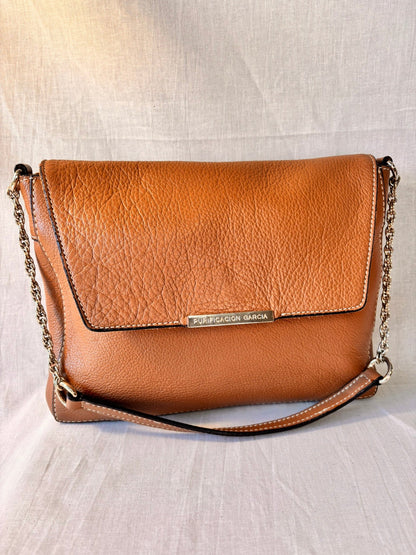 Vintage Purificación García Leather Shoulder Bag & Matching Wallet – Tan | Spanish Designer - I'd Wear That