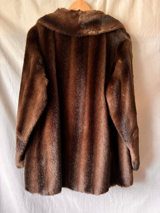 Vintage Rybel Faux Fur Coat – Dark Brown Mid Length - I'd Wear That